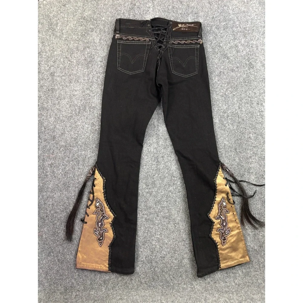 Western Couture Michelle Julene OOAK Jeans‎ Mother of Pearl Beaded Horsehair 29